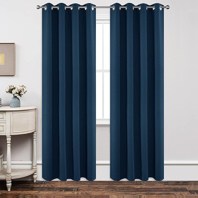 Joydeco Blackout Curtains 84 Inch Length 2 Panels Set, Thermal Insulated Long Drapes 2 Burg, Room Darkening Grommet Curtains for Living Room Bedroom Window