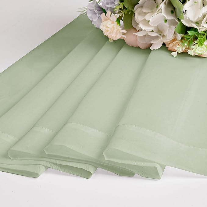 OWENIE Sheer Curtains 63 inch Length 2 Panels Set, Rod Pocket Voile Fimly Sheer Drapes for Living Room/Bedroom, 2pcs, Each 42" W x 63" L, Light Green