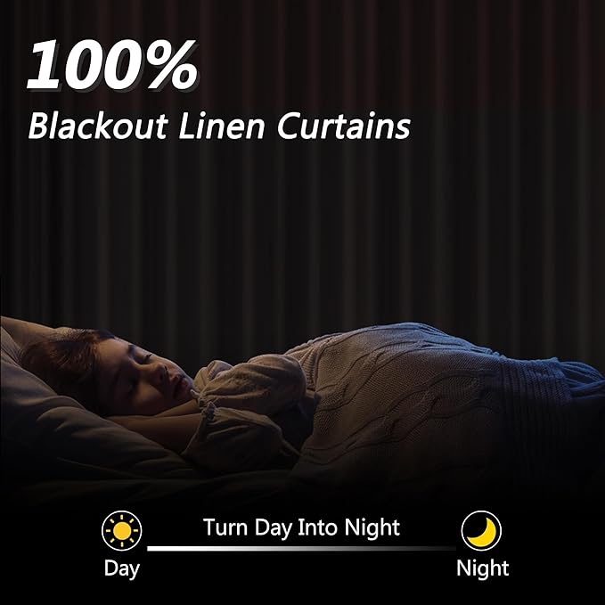Guken 100% Blackout Linen Curtains 90 Inch 2 Panels Set for Girl's Bedroom, Living Room, Nursery, Back Tab Thermal Insulated Black Out Drapes Room Darkening, Pink