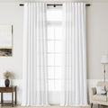 Nanspring Extra Long Curtains 2 Panels Set 122 Inches Long for Dinning Room White Back Tab Rod Pocket Light Filtering Semi Sheer Drapes Linen Textured Window Curtain for Bedroom 52x122