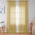 Simplebrand Gold Sheer Curtains 120 Inches Long, Extra Long Rod Pocket Solid Color Window Sheer Curtain Panels, Elegant Curtains & Drapes for Living Room, Bedroom 2 Panels (Gold, 59" W x 120" L)