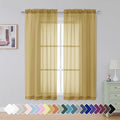 Simplebrand Rod Pocket Top Solid Voile Sheer Curtains for Bedroom, 54 Inch Length Drapes Set of 2, Lightweight and Light Filtering Elegant Curtains Panels Window Treatment, 42W×54L, Gold
