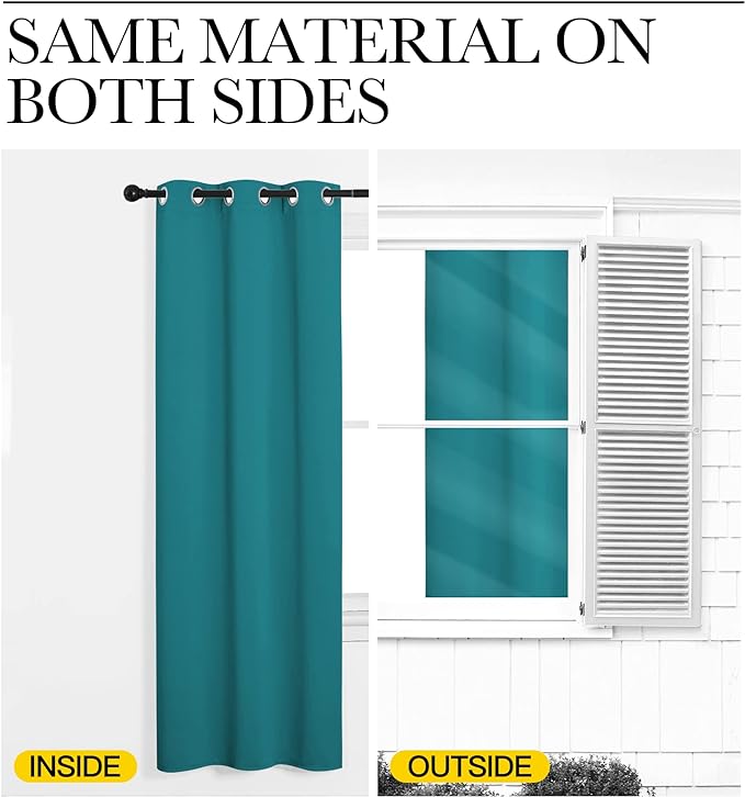 NICETOWN Room Darkening Curtains 72 inch Length 2 Panels, Thermal Insulated Grommet Blackout Curtains for Modern Casual Elegant Bedroom Kids Room Theme Decoration (Peacock Teal, 2 Pieces, W34)