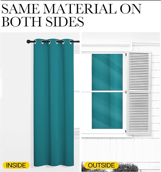 NICETOWN Room Darkening Curtains 120 inch Length 2 Panels, Peacock Teal, 2 Pieces, W55, Thermal Insulated Grommet Blackout Curtains for Modern Casual Elegant Bedroom Kids Room Theme Decoration