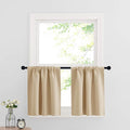 RYB HOME Cafe Curtains 24 inch Length, RV Curtains for Camper Windows, Mini Short Small Insulating Light UV Heat Blocking Privacy Half Window Tiers, Width 42 by Length 24, Biscotti Beige, 2 Panels
