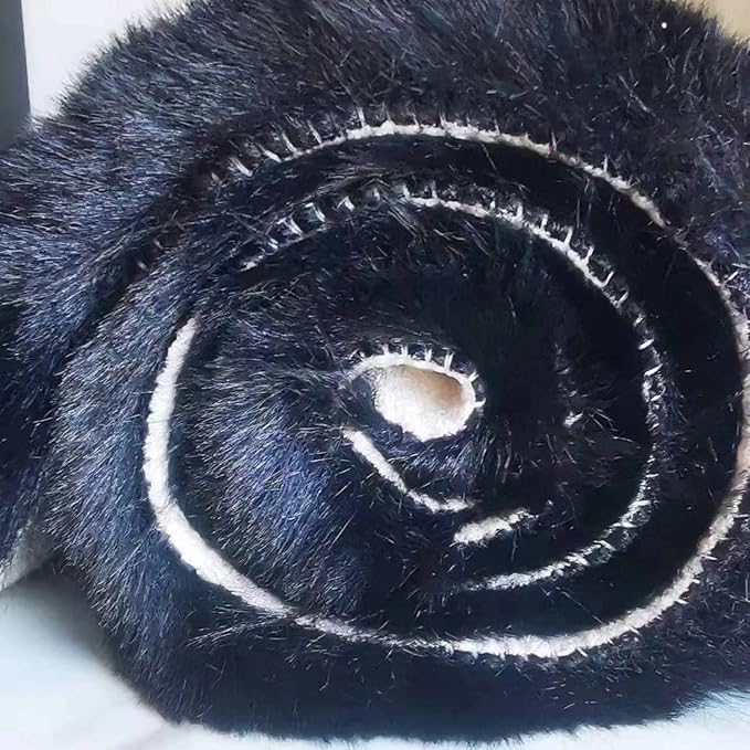 Ghouse Faux Rabbit Fur Round Rug 3ft Black Round Rugs for Bedroom Decor Fluffy Area Rugs for Living Room, no-Shedding Carpet Sheepskin Washable Rug Rome Decor