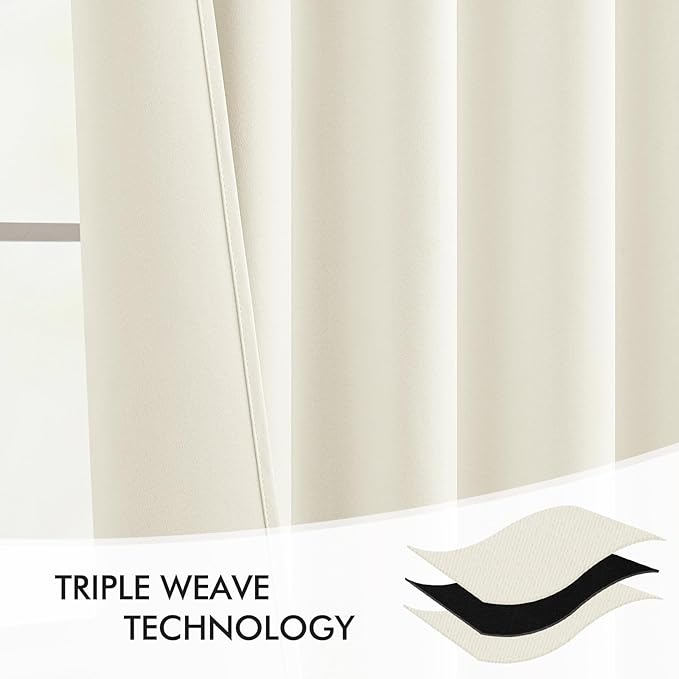 MIULEE Cream Back Tab Blackout Curtains 120 Inch Long 2 Panels Set for Bedroom, Rod Pocket/Pinch Pleated Extra Long Thermal Insulated Living Room Darkening Light Blocking 10FT Drapes