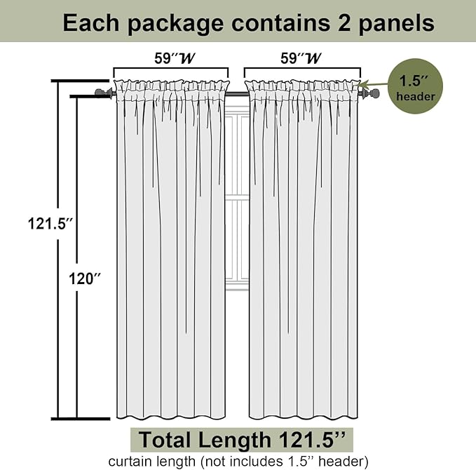 Lecloud Turquoise Sheer Curtains 120 Inches Long 2 Pcs, Light Filtering Rod Pockets Airy Window Curtains for Living Room Decor, Rustic Soft Bedroom Curtain Drapes, Each Panel 59" W x 120" L