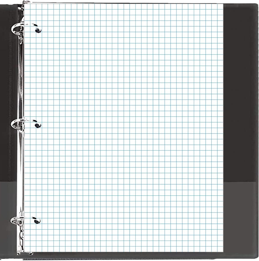 (2-Pack) A4 Grid Filler Paper, 3-Hole Graph Paper, 200Sheets / 400Pages Loose-Leaf Paper, 100gsm White Paper, 8.5'' x 11''