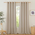 NICETOWN Rustic Linen 102 inch Long Curtains for Living Room, Grommet Privacy Added Thick Linen Weave with Light Filter Window Curtains & Drapes for Bedroom, Taupe, W55 x L102, 2 Panels