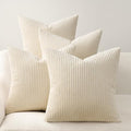 Topfinel Decorative Beige Throw Pillow Covers Cushion Cases, Set of 4 Soft Velvet Modern Double-Sided Designs, Natural Home Decor, Pillow Inserts Not Included (12x12 inch)