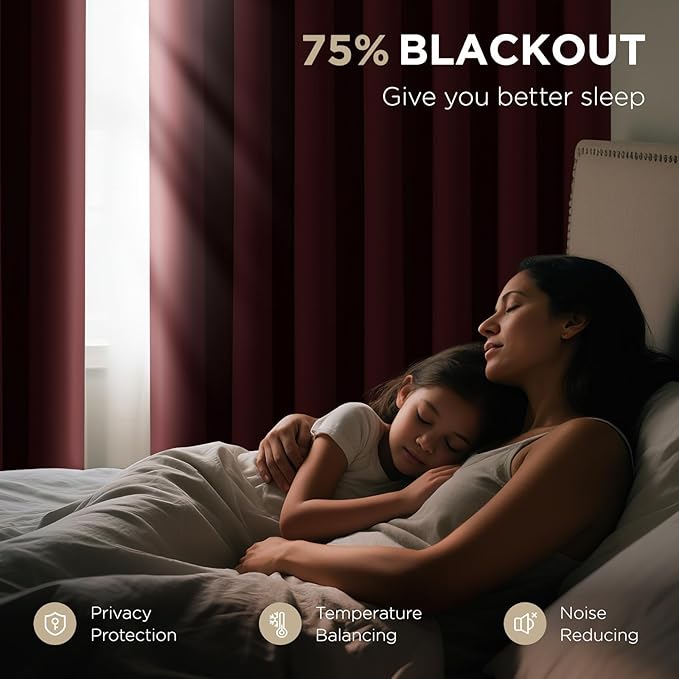 Joydeco Blackout Door Curtain for Doorway Privacy 108 Inches Long, Grommet Closet Curtain for Open Closet, Room Divider for Bedroom Living Room (Burgundy Red, 52Wx108L, 1 Panel)