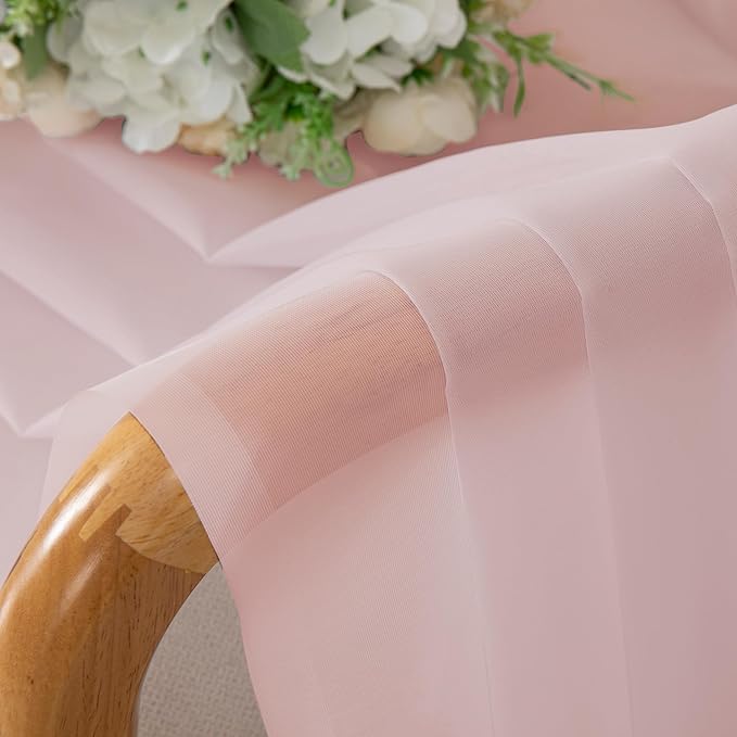OWENIE Light Pink Sheer Curtains 63 Inch Length 2 Panels Set for Living Room/Bedroom, Rod Pocket Fimly Voile Blush Sheer Curtain for Nursery Room, Elegant Airy Sheer Panels, 2 Pcs Total 84Wx63L inch