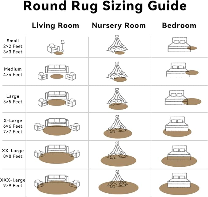 OLANLY Taupe Round Rugs for Bedroom - Machine Washable, 2 ft Circle Area Rugs for Living Room, Soft and Fluffy Shaggy Carpet for Teen Girl and Boys, Nursery Rooms, Dorms, Home Decor Aesthetic