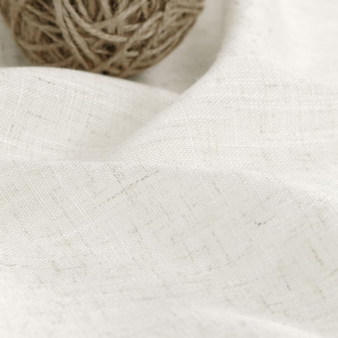 Cream Linen Curtains Back Tab Sheer Curtains 90 Inches Long for Living Room 2 Panels Rod Pocket Neutral Semi Sheer Light Filtering Pleated Curtain Drapes Ivory Farmhouse Dining Room Curtain 40x90