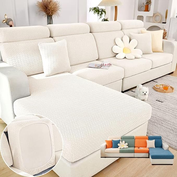 Soothing Home Sofa Covers, Sofa Hero Covers, Wear-Resistant Universal Couch Covers Washable Stretch Sectional Couch Cushion Covers (White,Pillow Cover)