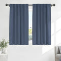 PONY DANCE Kitchen Window Curtains - Light Block Home Decor Back Tab Draperies Heavy-Duty Thermal Insulated Curtain Panels, W 52" x L 45", Blue Haze, 2 Pieces
