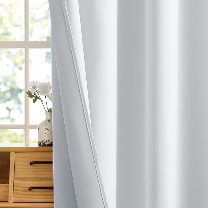 RYB HOME White 100% Blackout Curtains, Short Thermal Insulated Heat & UV Blocking Total Room Darkening Privacy Drapes for Small Window, Width 34 by Length 36, White, 2 Panels