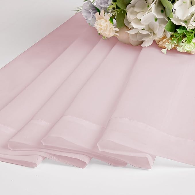 OWEINE Sheer Curtains 78 Inches Long 2 Panels Set, Rod Pocket Fimly Voile Solid Blush Window Curtain Panels for Living Room Bedroom, Soft Voile Sheer Curtains & Drapes, Total 78 Inches Width