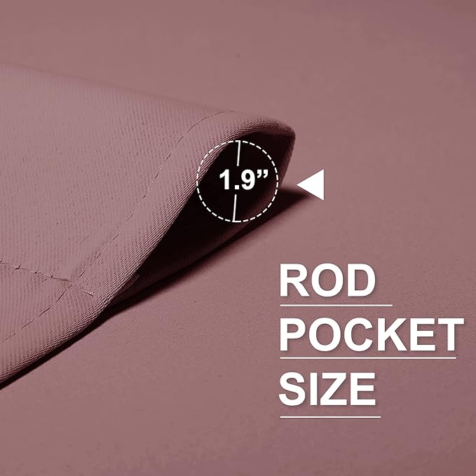 RYB HOME Blackout Curtains for Bedroom Living Room 72 inches Long, Thermal Insulated Privacy Rod Pocket Drapes for Nursery Office Home Theater, Width 42 by Length 72, Dusty Rose, 2 Panels