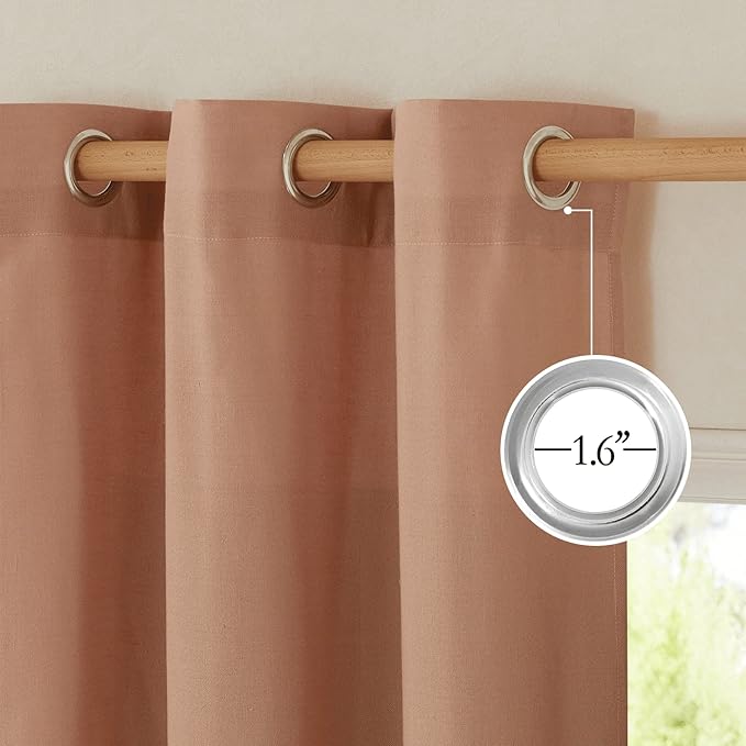 NICETOWN Linen 78 inch Curtains for Kitchen Window, Grommet Thick Flax Linen Terracotta Small Window Treatments Privacy Assured with Light Filtering for Cafe/Kids Room, W68 x L78, 2 Panels