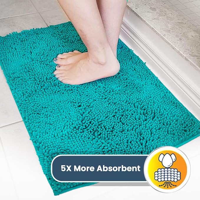 Muddy Mat® | Super Absorbent Door Mat Indoor, Microfiber Quick Dry Chenille Entryway Rug, Non-Slip Front Door Mat, Indoor Mats for Entryway, Machine Washable Pet Rug, Teal 48" x 60"