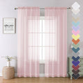 Lecloud Blush Pink Sheer Curtains 84 Inches Long 2 Panels Set, Light Filtering Window Curtains for Living Room Bedroom, Solid Voile French Door/Dining Room Drapes with Dual Rod Pocket, 40" W X 84" L