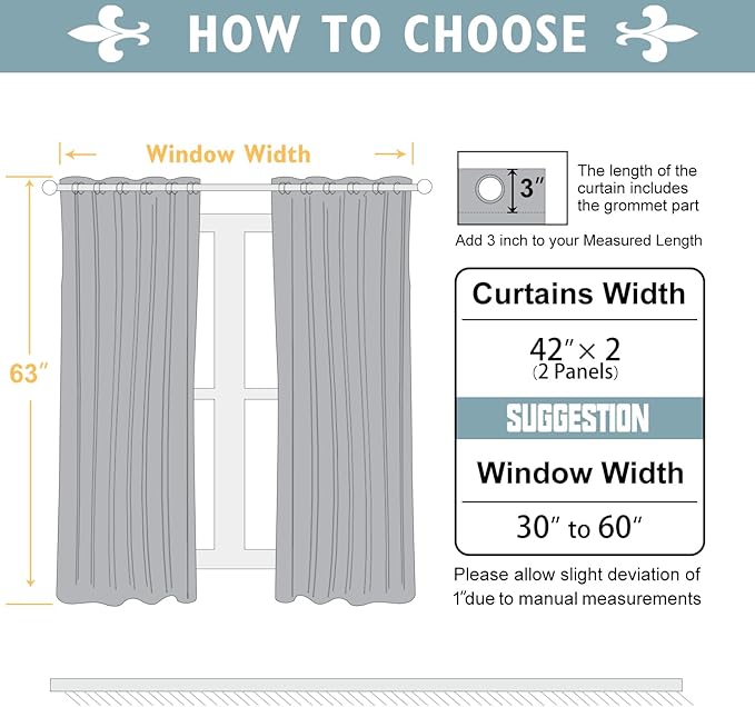 ChrisDowa Blackout Curtains 63 inches Long for Bedroom - 2 Panels Set Grommet Thermal Insulated Room Darkening Curtains for Living Room (Aqua, 42 x 63 Inch)