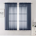 Lecloud Navy Blue Sheer Curtains 63 Inch Length 2 Panels, Rod Pockets Window Treatments Light Filtering Bedroom Curtains for Living Room, Soft Home Drapes for Bathroom, Each Panel 59" W x 63" L