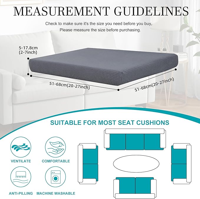 14Pcs Stretch Patio Cushion Covers,Outdoor Couch Covers Replacement,Outdoor Couch & Sofa Slipcovers,for Patio Furniture Cushion Covers,Washable Reusable Furniture Protector (Grey,Cover Only)