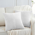 Fancy Homi 2 Packs Pure White Decorative Throw Pillow Covers 22x22 Inch for Living Room Couch Bed, Rustic Farmhouse Boho Home Decor, Soft Corss Corduroy Patchwork Accent Square Cushion Case 55x55 cm