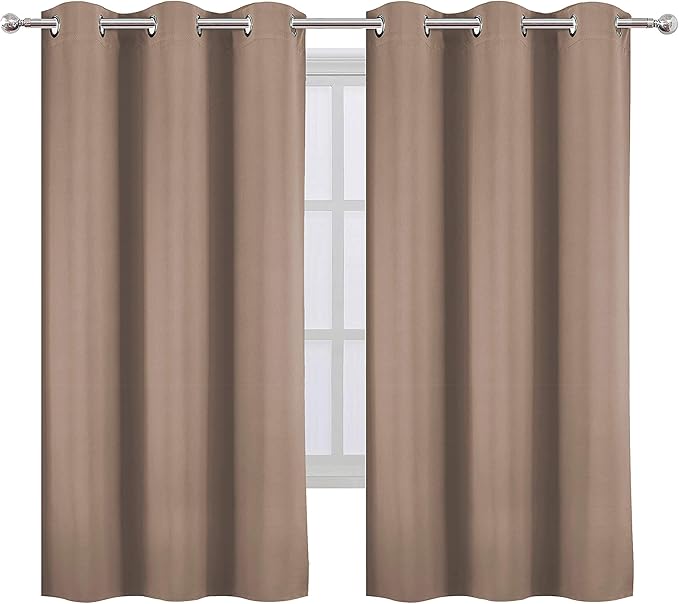 LEMOMO Cappuccino Blackout Curtains 38 x 54 Inch Length/Set of 2 Curtain Panels/Thermal Insulated Room Darkening Blackout Curtains for Bedroom