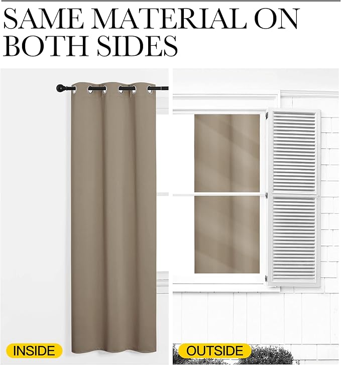 NICETOWN Blackout Draperies Curtains for Kids Room, Taupe, Set of 2, 70 by 84 inches, Window Treatment Thermal Insulated Solid Grommet Blackout Drape Panels for Bedroom