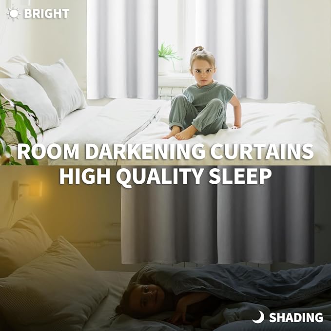 BGment Room Darkening Curtains 84 Inches Long - Grommet Thermal Insulated Drapes Window Treatment Curtains for Bedroom, 2 Panels, 42 x 84 Inch, Pure White