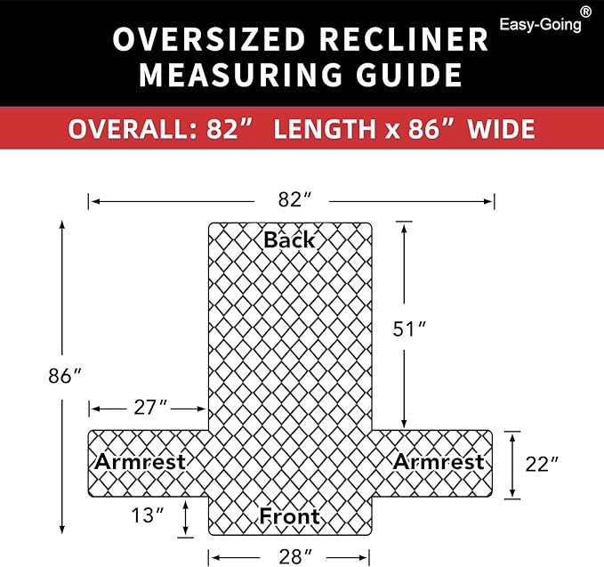 Easy-Going Oversized Recliner Cover Reversible Couch Cover Sofa Cover for Living Room Water Resistant Furniture Protector with Elastic Straps for Pets Dog (Oversized Recliner, Navy/Navy)