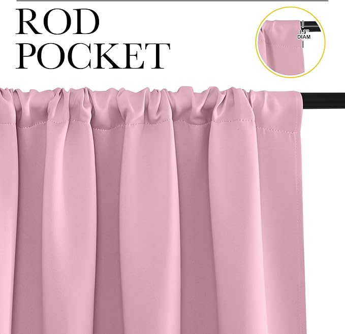 NICETOWN RV Blackout Curtains for Camper Windows, Rouge Pink, 42" x 36", Set of 2, Kitchen Curtains, Short Blackout Drapes, Thermal Insulated Rod Pocket Window Treatment Draperies for Nursery
