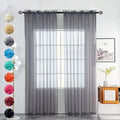 youleyar Solid Sheer Rod Pocket Curtain Voile Draperies 2 Panels White Beige Black Grey Coffee 52 Inch Width 84 Inch Long 1 Pair for Kitchen Bedroom Children Living Room Yard(Grey,52Wｘ84L)