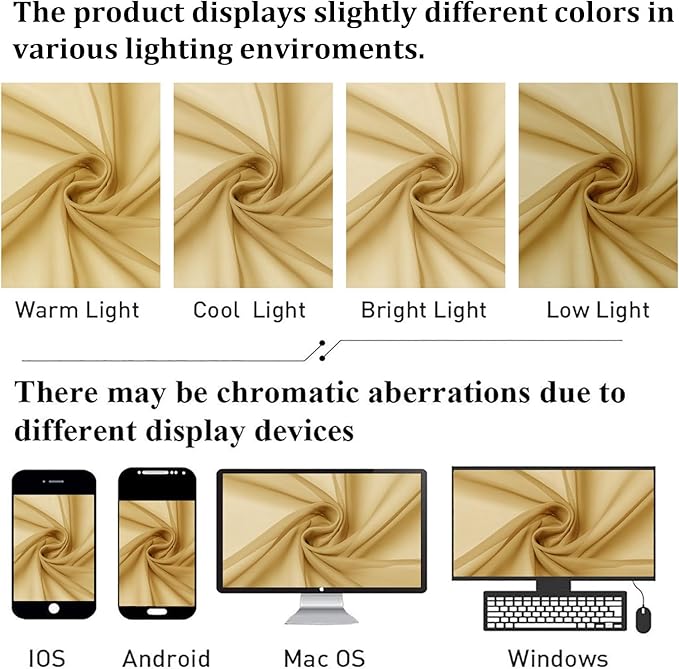 Lecloud Gold Sheer Curtains 84 Inches Long 2 Panels, Light Filtering Airy Voile Window Curtains for Bedroom Living Room, Dual Rod Pocket Elegant Sheer Window Treatments, 40" W x 84" L