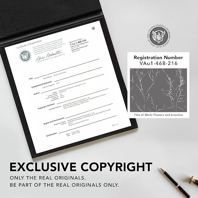 Deconovo Blackout Curtains 95 Inches Long, Light Gray Drapes for Living Room, Branch Silver Print, Soundproof Thermal Insulated Privacy Window Curtain for Bedroom Nursery, Set of 2, Machine Washable