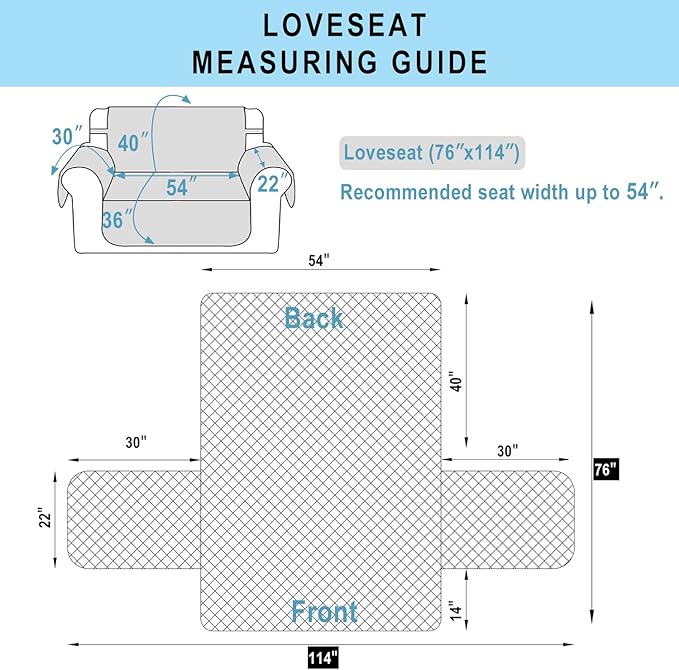Reversible Loveseat Sofa Covers Couch Cover Furniture Protector(Loveseat,Blue/Beige)