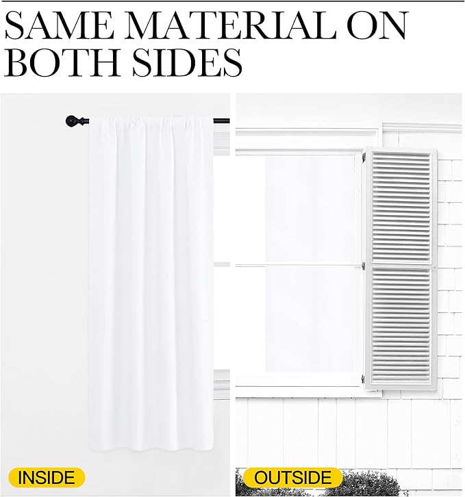 NICETOWN Kitchen Curtains, Short Home Decoration Curtains & Drapes, Small Window Draperies for Dining Room, Cupboard (White, 42 in x 54 in (W x L), Set of 2)
