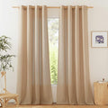 NICETOWN Rustic Linen 102 inch Long Curtains for Living Room, Grommet Privacy Added Thick Linen Weave with Light Filter Window Curtains & Drapes for Bedroom, Camel, W55 x L102, 2 Panels