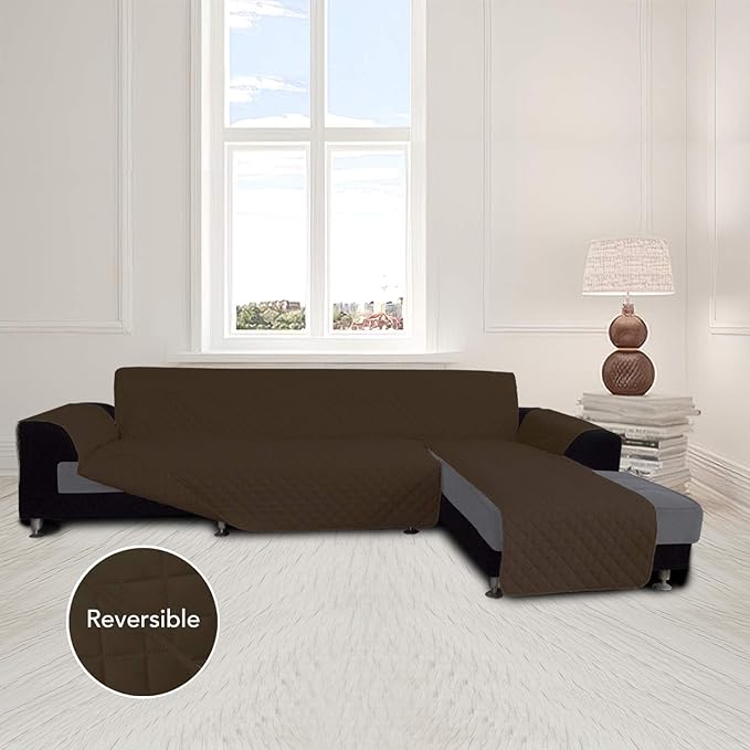 Easy-Going Sofa Slipcover L Shape Sofa Cover Sectional Couch Cover Furniture Protector Mat for Pets Dog Cat (X-Large, Coffee/Coffee)