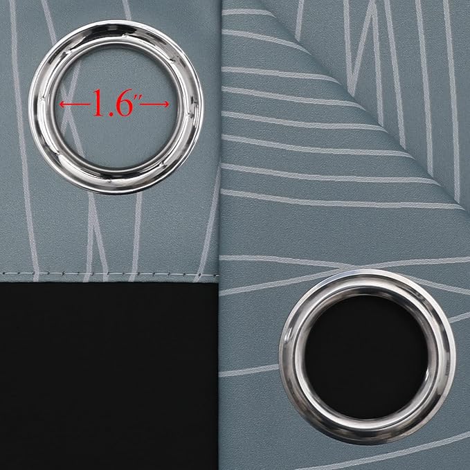 Estelar Textiler Stone Blue and Greyish White Blackout Curtains 84 Inches Long,Full Room Darkening Grommet Curtains for Bedroom,Thermal Insulated Ombre Blackout Drapes for Living Room,52Wx84L,2 Panels