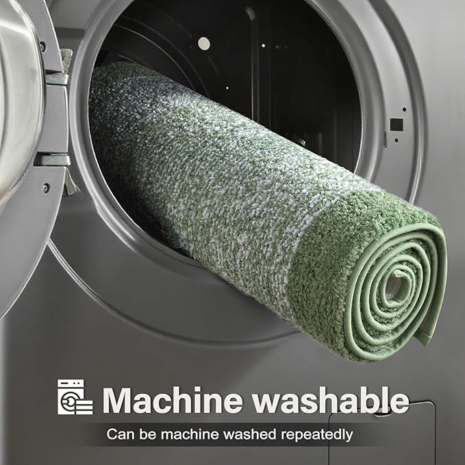 48x24 Long Bathroom Rugs Washable Non Slip, Green Bath Mat for Bathroom Floor Tub, Soft Absorbent Quick Dry Mats for Shower,Bathtub,Home Decor