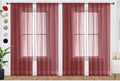SpaceDresser Burgundy Sheer Curtains 4 Panels Rod Pocket Semi-Sheer Curtain 63 Inches Long Light Filtering Voile Window Drapes for Bedroom Living Room Kitchen, Each 52W x 63L