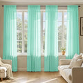 MIULEE Aqua Sheer Curtains 90 Inches Long, 4 Panels Set, Light Filtering Rod Pocket Voile Drapes for Living Room and Bedroom, Airy Soft Fabric Window Treatments, 42 x 90 Inches
