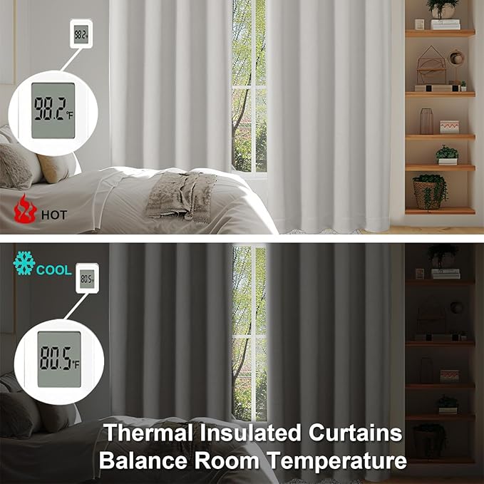 Simplebrand Ava Natural Blackout Curtains for Bedroom, 78 Inch Length, 2 Panels Set, Privacy Thermal Insulated Rod Pocket Window Curtains for Patio, French Door, W40 x L78 Inch