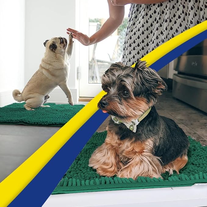 Muddy Mat® | Super Absorbent Door Mat Indoor, Microfiber Quick Dry Chenille Entryway Rug, Non-Slip Front Door Mat, Indoor Mats for Entryway, Machine Washable Pet Rug, Dark Green 28"x18"