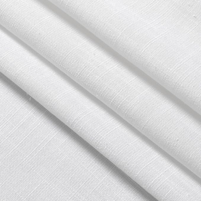 Short White Curtains 40 Inch Length for Small Window - Linen Semi Sheer Curtain with Back Tab and Rod Pocket Light Filtering Front Door Drapes for Cafe Bedroom Kitchen, 2 Panels Set 29 X 40 Inch